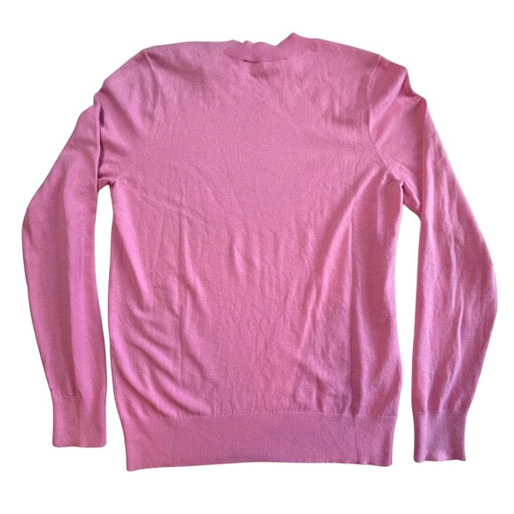 Loft Pink Knit Crew Neck Sweater Gold Buttons Long Sleeve Lightweight Soft‎ M - Picture 15 of 16